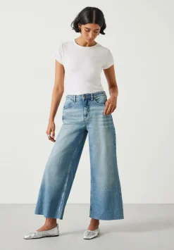 hush Jeans|Abi Cropped Wide Leg Jeans Mid Authentic