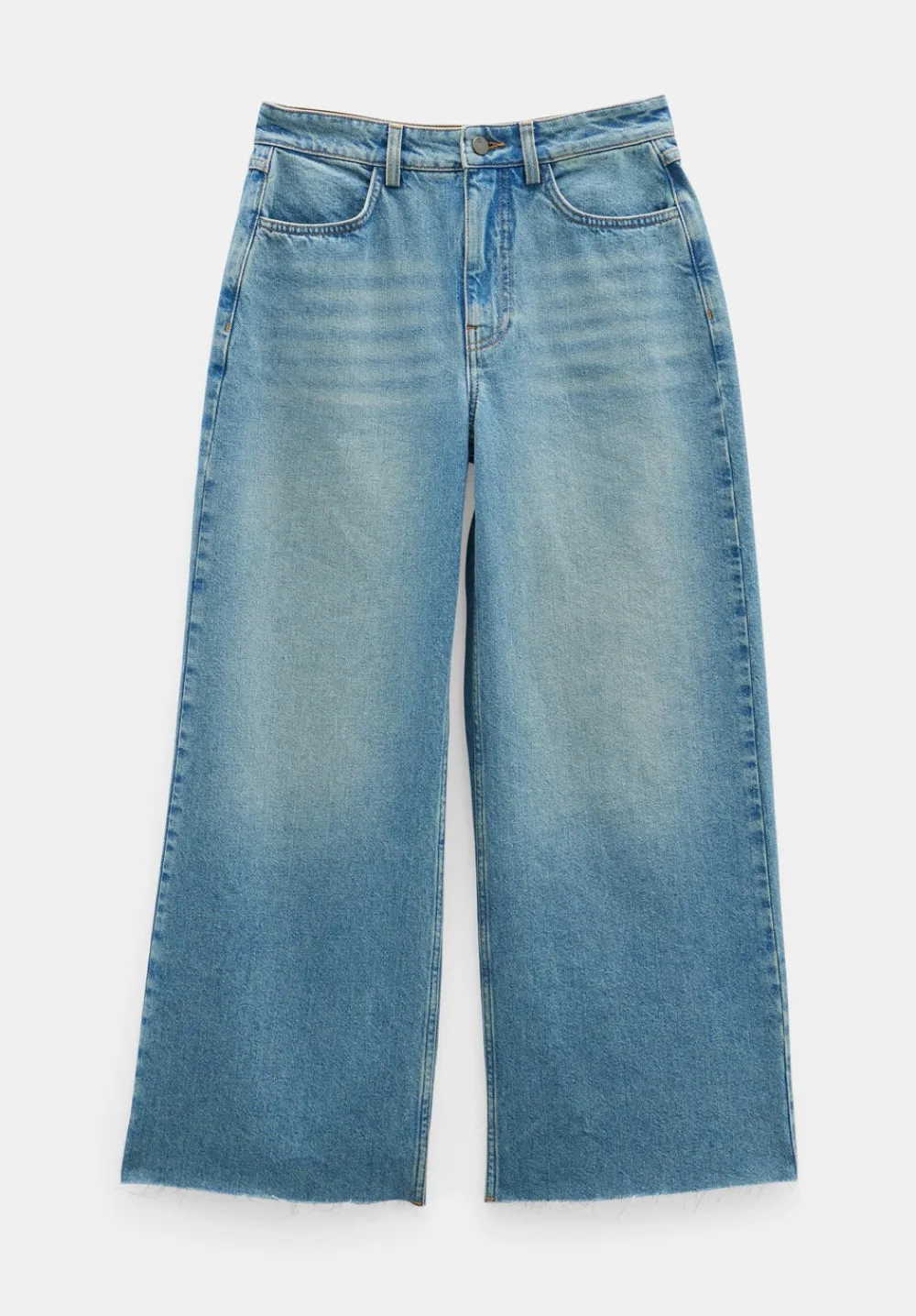hush Jeans|Abi Cropped Wide Leg Jeans Mid Authentic