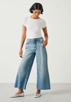 hush Jeans|Abi Cropped Wide Leg Jeans Mid Authentic