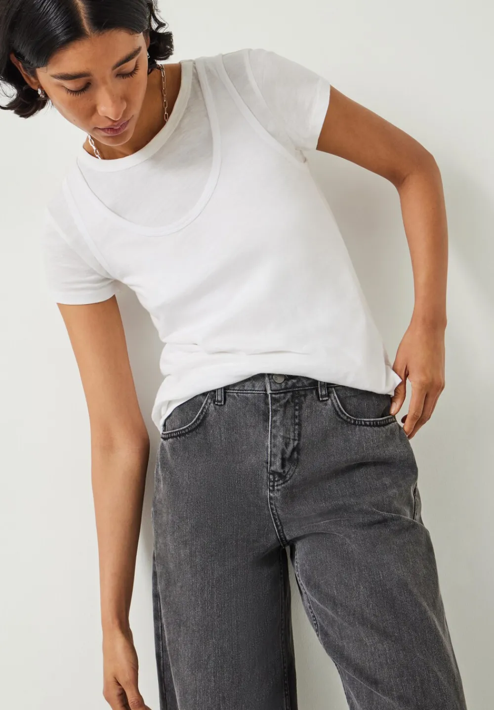 hush Jeans|Abi Wide Leg Jeans Washed Grey