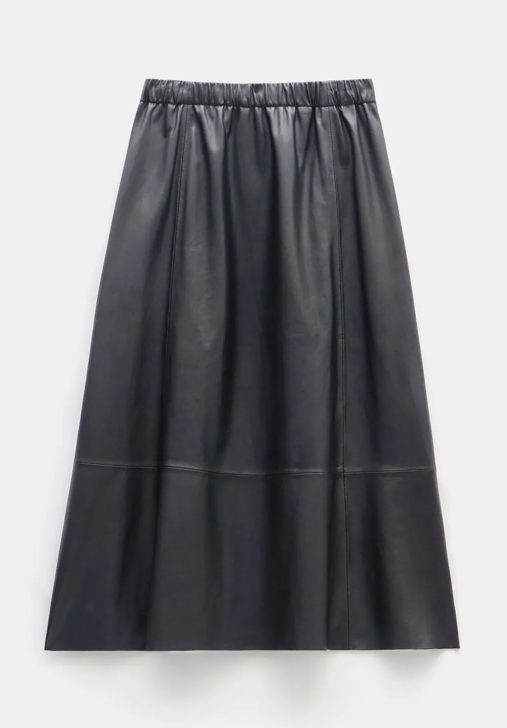 hush Skirts|Agatha Leather Midi Skirt Black