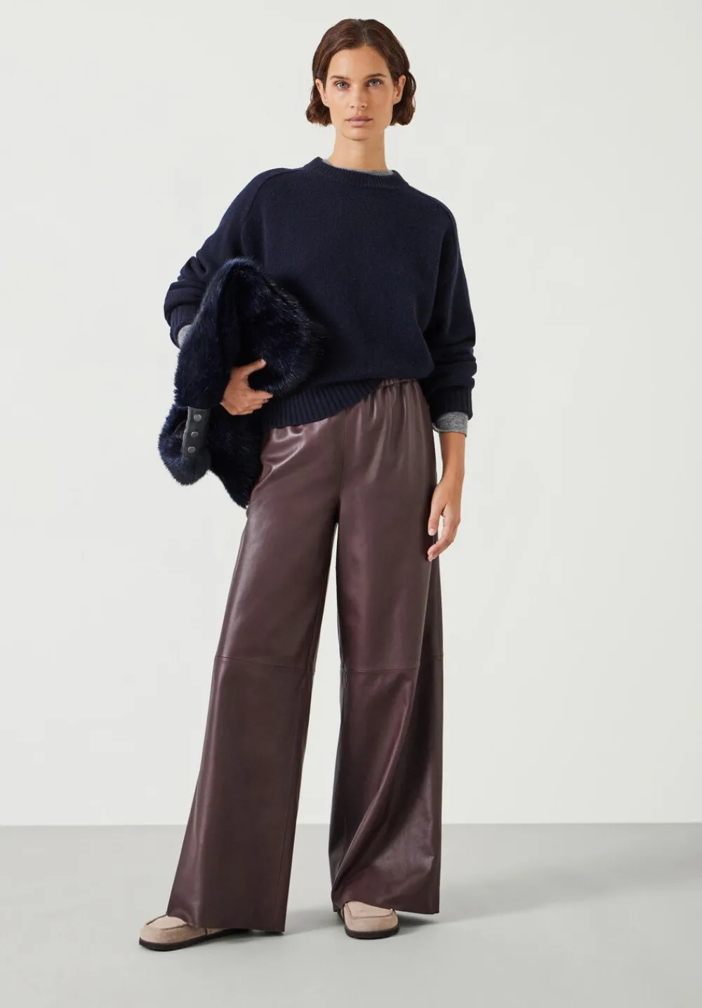 hush Trousers|Agatha Leather Pull On Trousers Chocolate brown