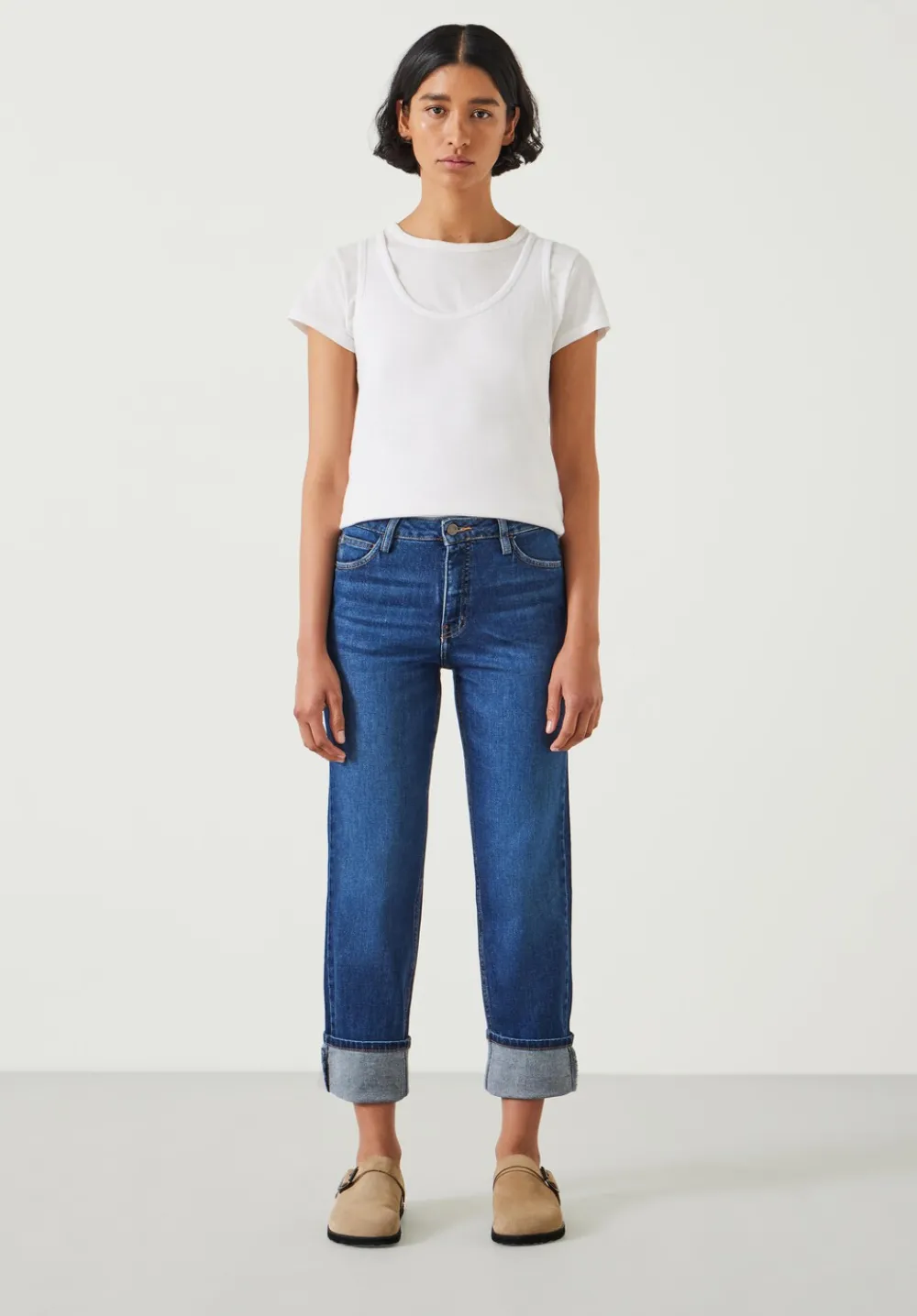 hush Jeans|Agnes Straight Leg Jeans Mid Blue Authentic