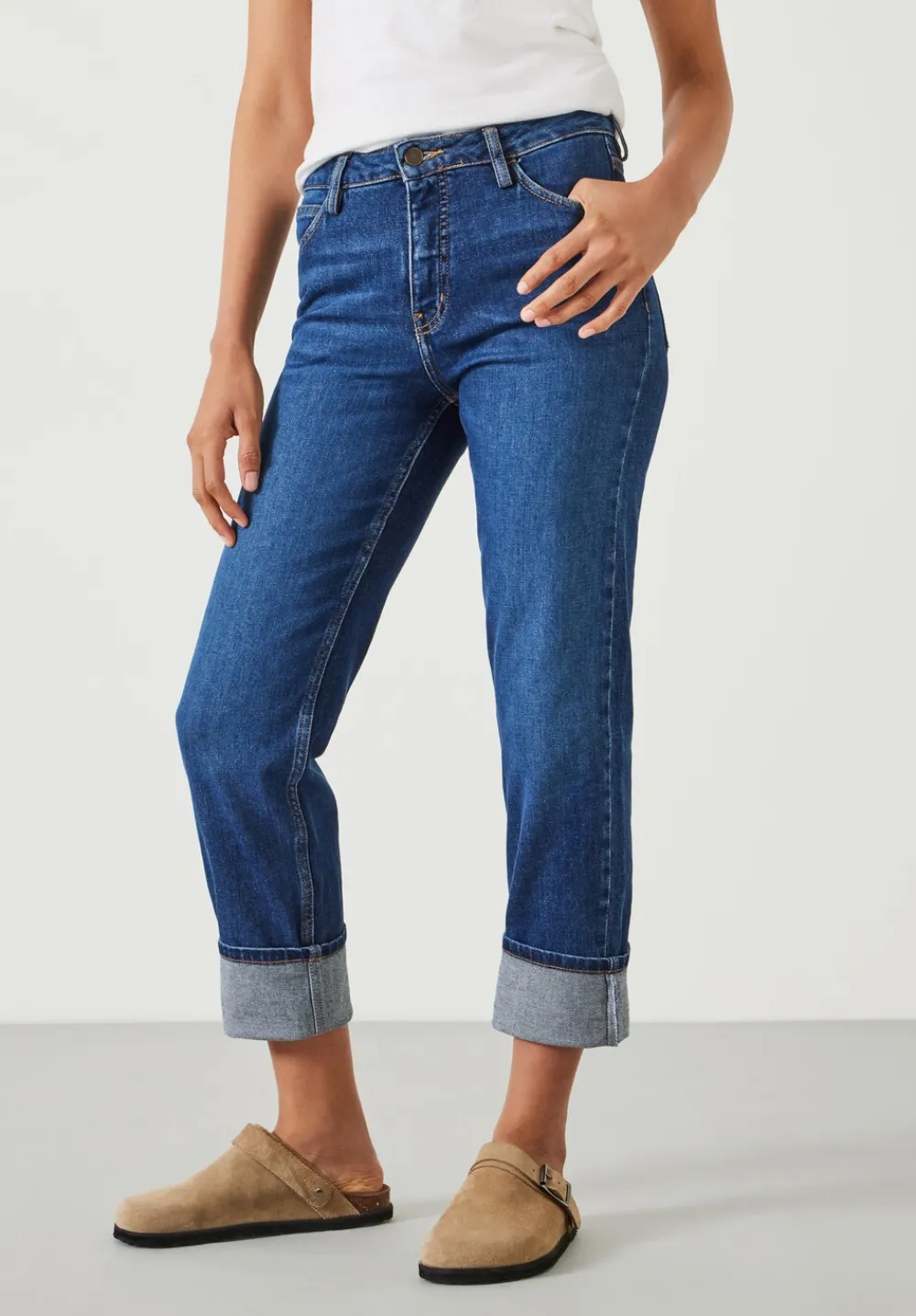 hush Jeans|Agnes Straight Leg Jeans Mid Blue Authentic