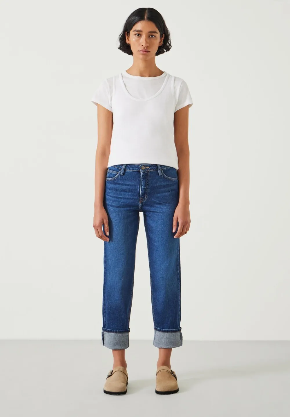 hush Jeans|Agnes Straight Leg Jeans Mid Blue Authentic
