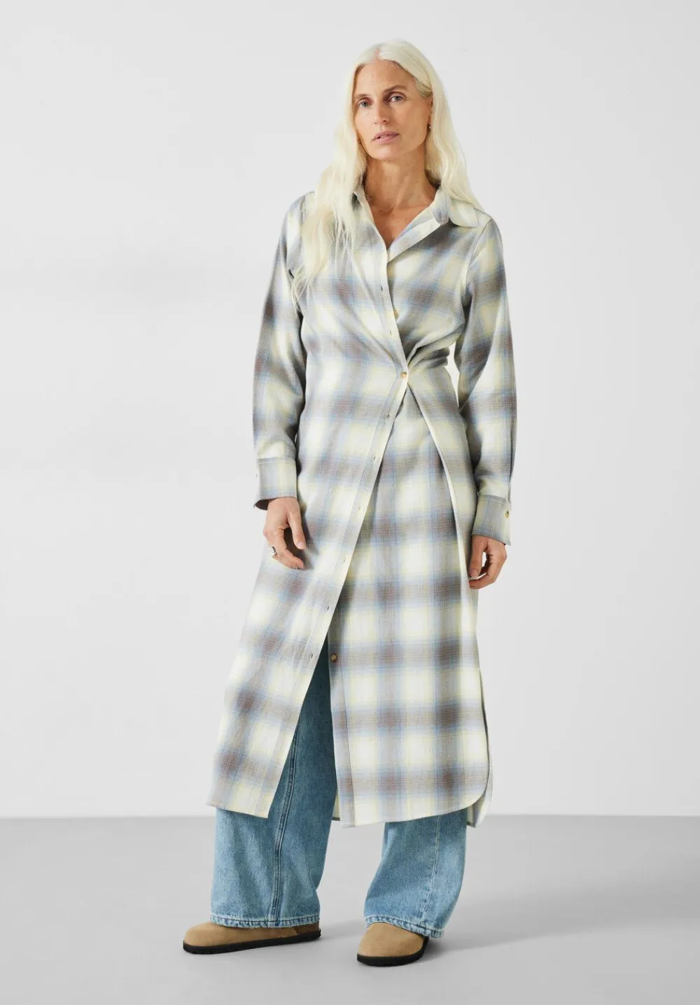 hush Dresses|Aida Check Midi Dress Soft woven check