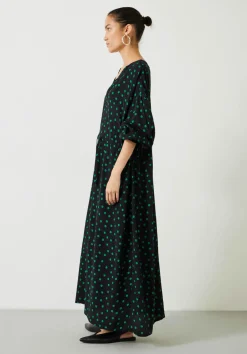 hush Dresses|Aimee Oversized Maxi Dress Polka Dots Green