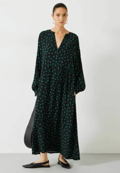 hush Dresses|Aimee Oversized Maxi Dress Polka Dots Green