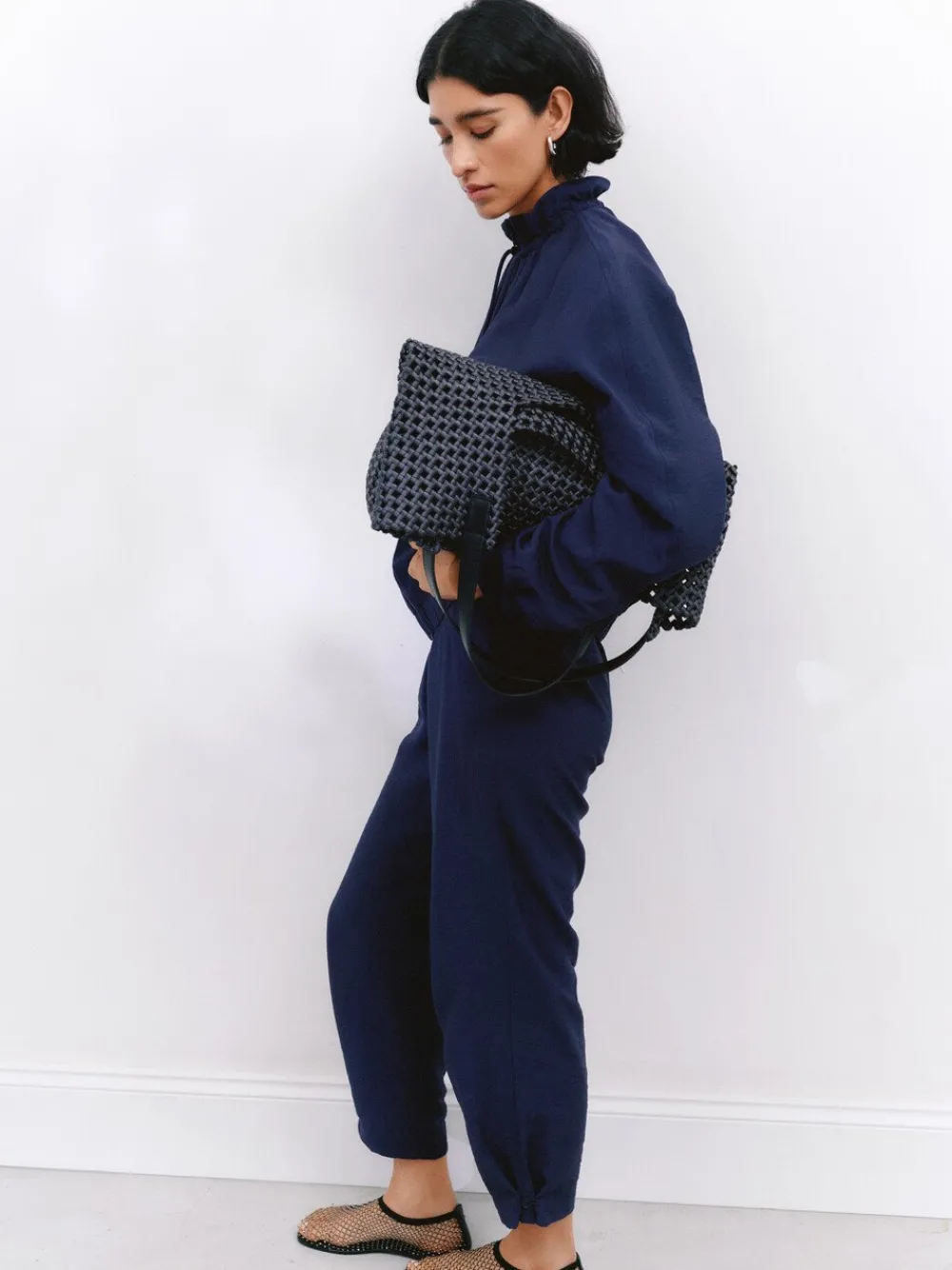 hush Trousers|Air Flow Ankle Grazer Trousers Navy