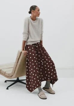 hush Skirts|Air Flow Hanky Hem Skirt Polka Dot Brown
