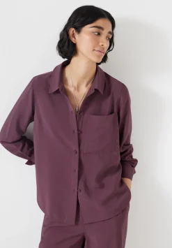 hush Shirts & Blouses|Tops & T-Shirts|Air Flow Long Sleeve Relaxed Shirt Fudge Brown
