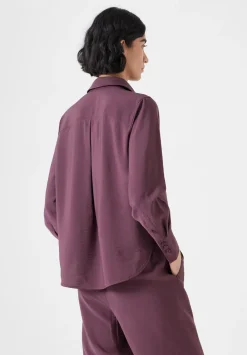 hush Shirts & Blouses|Tops & T-Shirts|Air Flow Long Sleeve Relaxed Shirt Fudge Brown