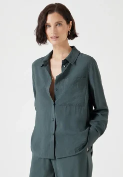 hush Shirts & Blouses|Tops & T-Shirts|Air Flow Long Sleeve Relaxed Shirt Washed Dark Green
