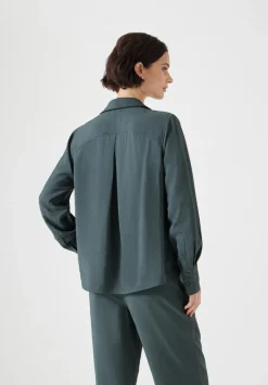 hush Shirts & Blouses|Tops & T-Shirts|Air Flow Long Sleeve Relaxed Shirt Washed Dark Green