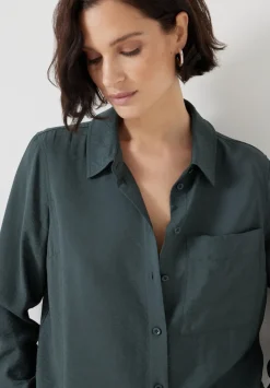 hush Shirts & Blouses|Tops & T-Shirts|Air Flow Long Sleeve Relaxed Shirt Washed Dark Green