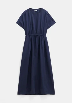hush Dresses|Air Flow Short Sleeve Crew Neck Midi Dress Navy