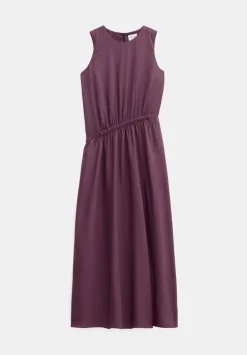 hush Dresses|Air Flow Sleeveless Gathered Waist Midi Dress Fudge Brown