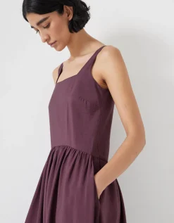 hush Dresses|Air Flow Square Neck Midi Ballerina Dress Fudge Brown