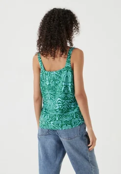hush Tops & T-Shirts|Air Flow Square Neckline Tank Top Green/Blue Lotus