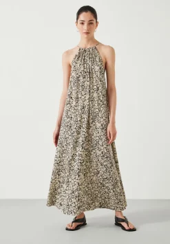 hush Dresses|Aja Gathered Maxi Dress Silhouette Floral Neutral