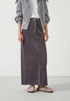 hush Skirts|Alana Cord Maxi Skirt Charcoal Grey