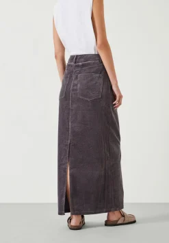hush Skirts|Alana Cord Maxi Skirt Charcoal Grey