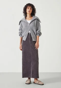 hush Skirts|Alana Cord Maxi Skirt Charcoal Grey