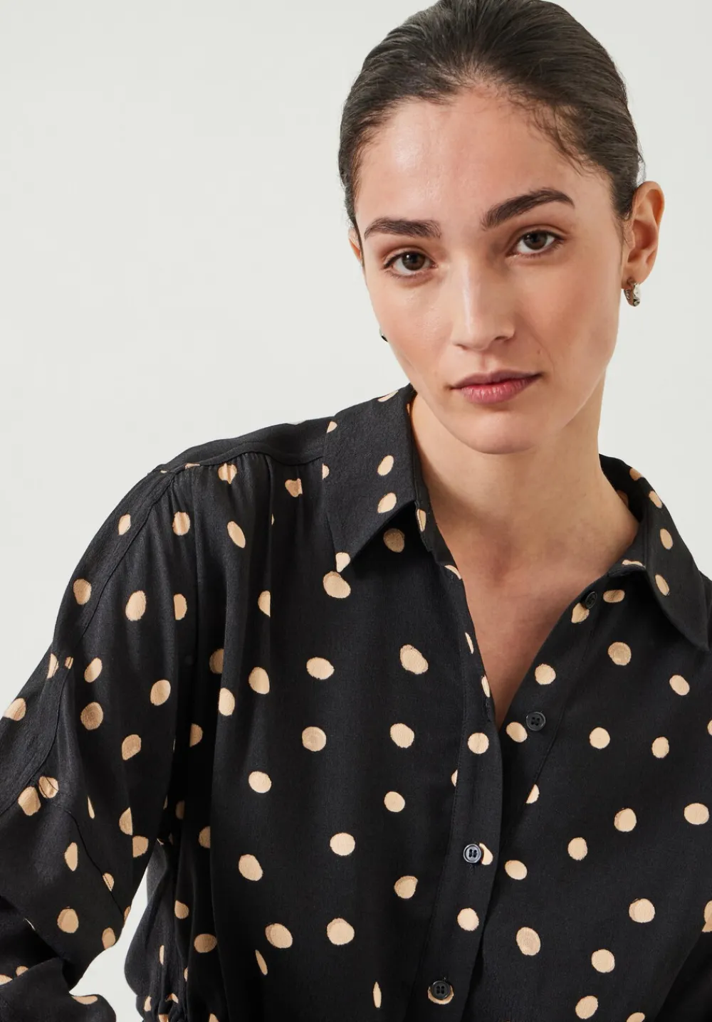 hush Dresses|Alba Mini Relaxed Shirt Dress Painted Polka