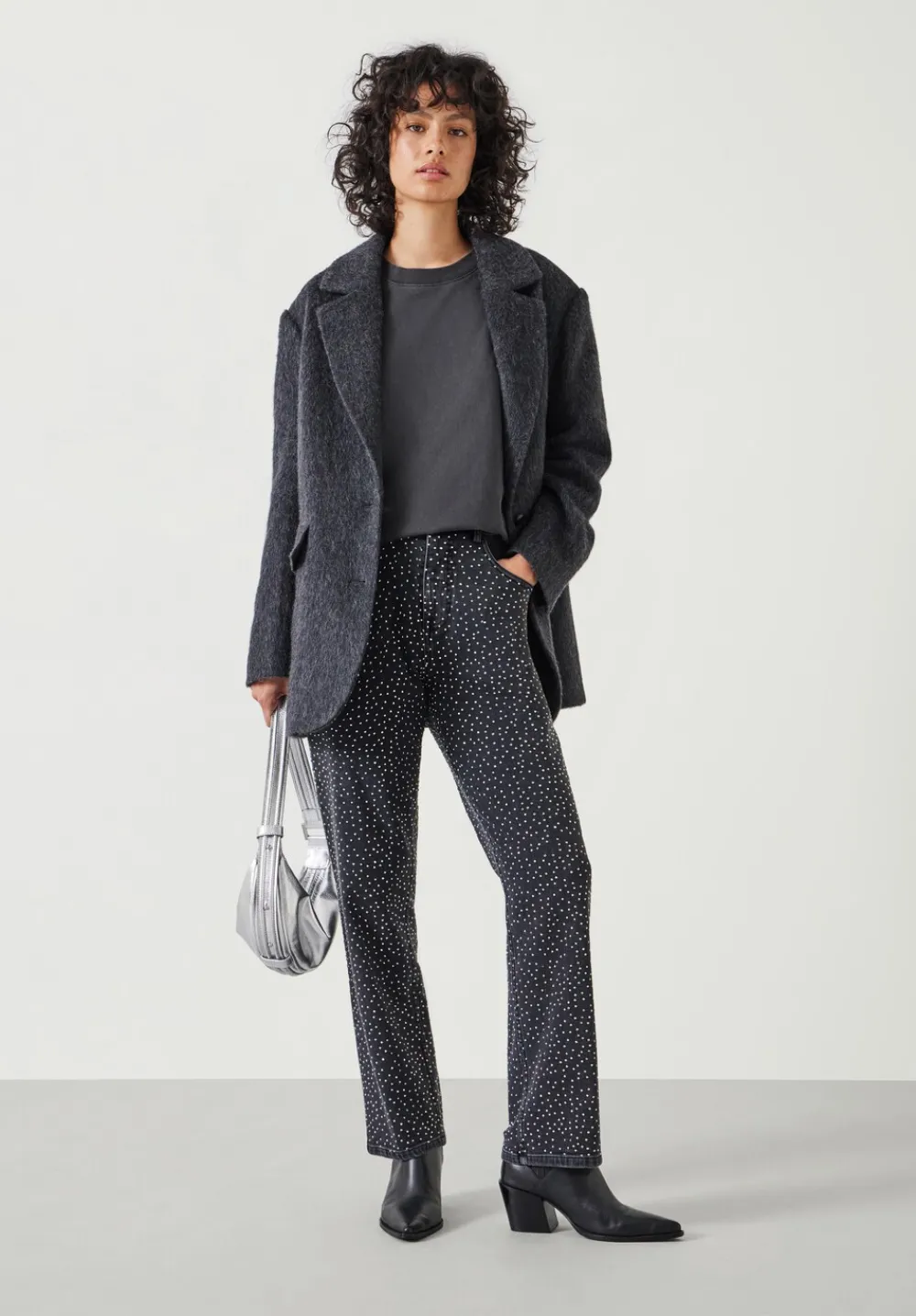 hush Jeans|Alex Slim Straight Leg Jeans with Rhinestones Washed Black