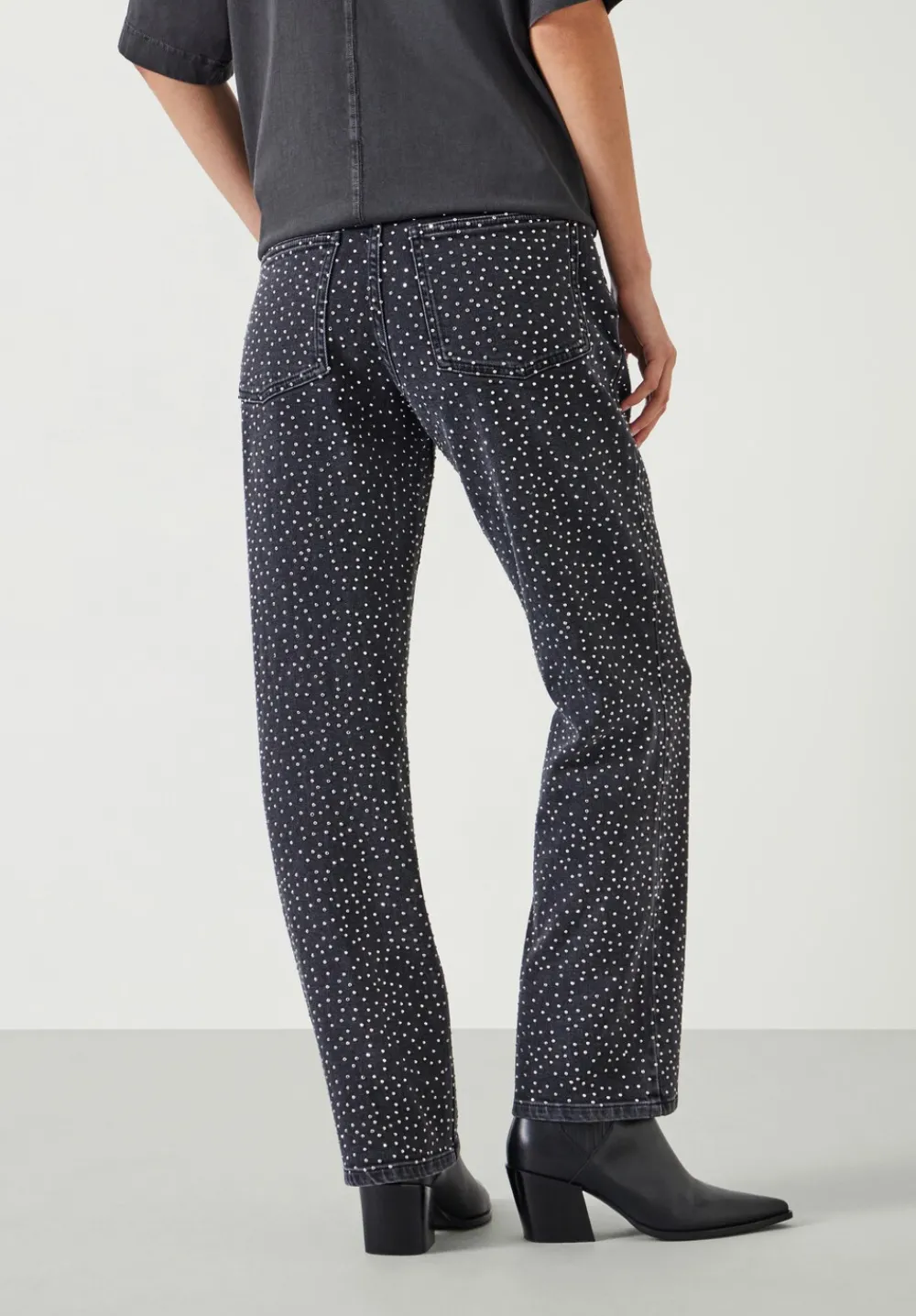 hush Jeans|Alex Slim Straight Leg Jeans with Rhinestones Washed Black