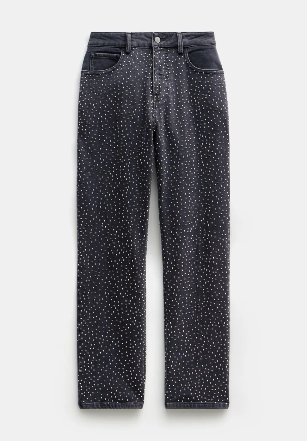 hush Jeans|Alex Slim Straight Leg Jeans with Rhinestones Washed Black