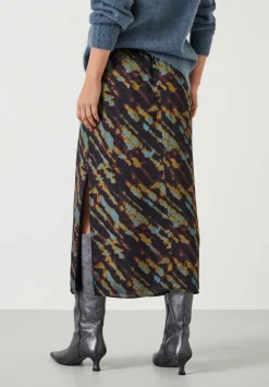 hush Skirts|Alexandra Printed Column Midi Skirt Diagonal Tie Dye Green