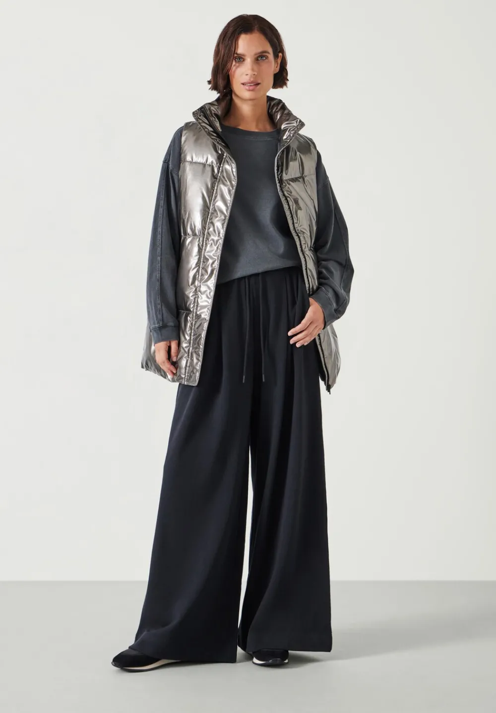 hush Jackets & Coats|Alice Metallic Puffer Gilet Silver