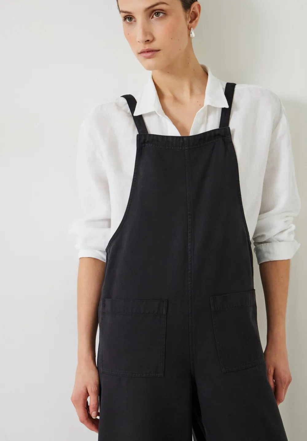 hush Jumpsuits|Allegra Relaxed Cropped Dungaree Washed Black