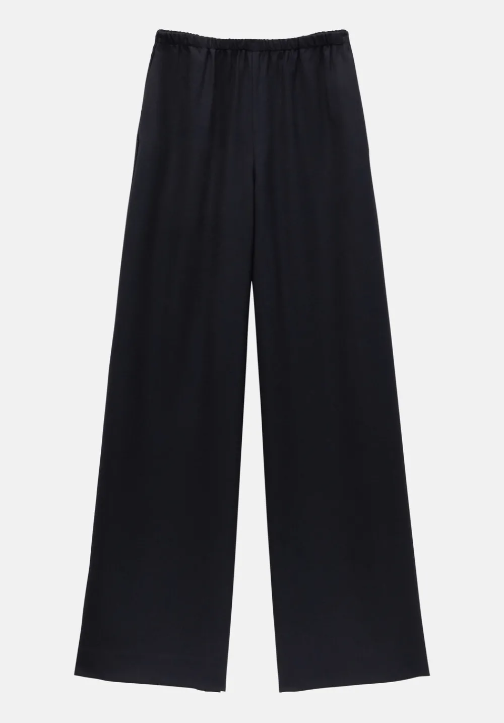hush Trousers|Alpa Wide Leg Wool Blend Trousers Dark Navy