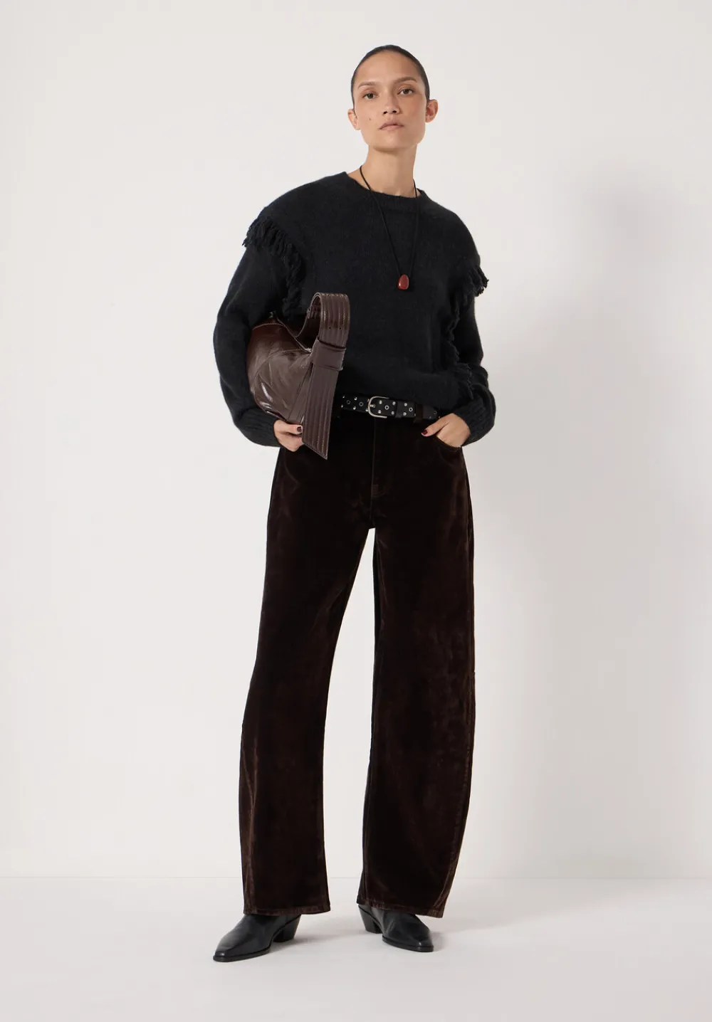 hush Jumpers & Cardigans|Alpaca Blend Fringe Knitted Jumper Black