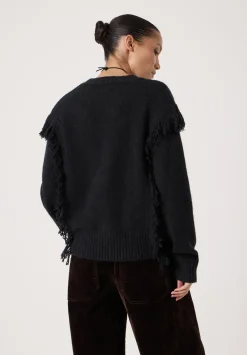 hush Jumpers & Cardigans|Alpaca Blend Fringe Knitted Jumper Black