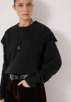 hush Jumpers & Cardigans|Alpaca Blend Fringe Knitted Jumper Black