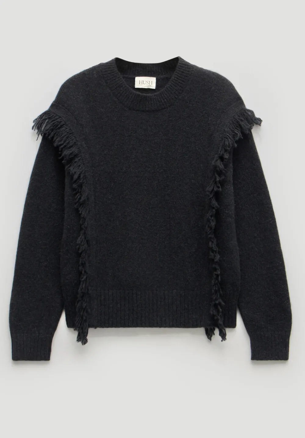 hush Jumpers & Cardigans|Alpaca Blend Fringe Knitted Jumper Black