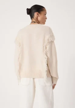 hush Jumpers & Cardigans|Alpaca Blend Fringe Knitted Jumper Off White