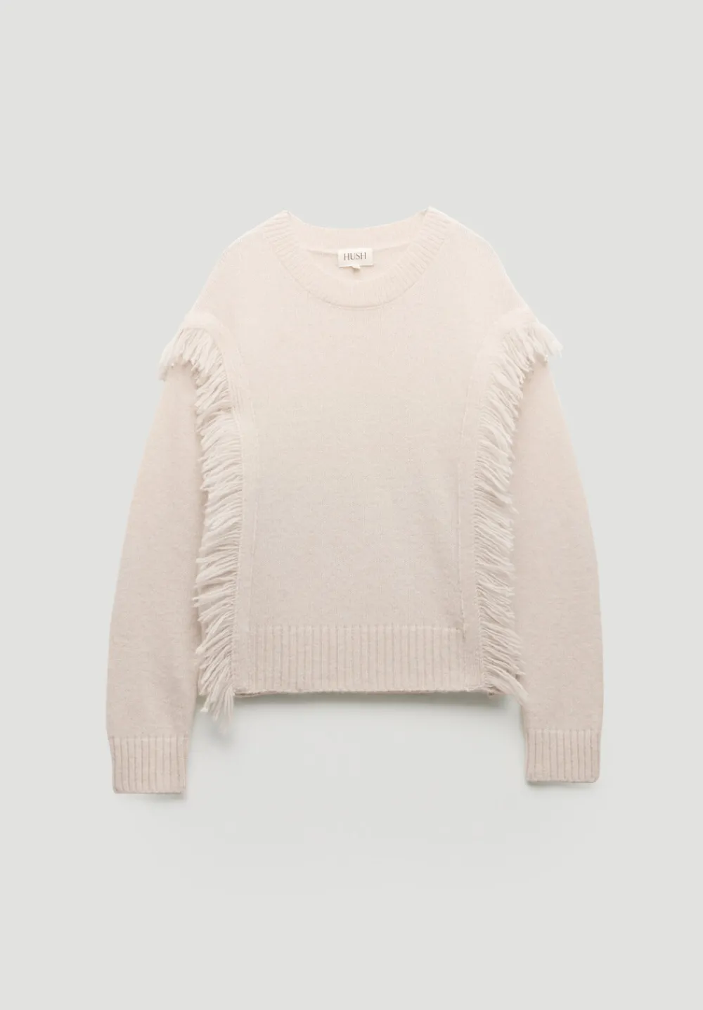 hush Jumpers & Cardigans|Alpaca Blend Fringe Knitted Jumper Off White