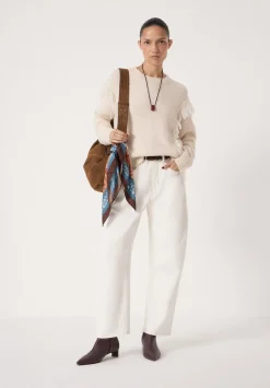hush Jumpers & Cardigans|Alpaca Blend Fringe Knitted Jumper Off White