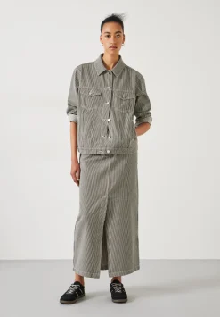 hush Jackets & Coats|Amalia Cotton Striped Jacket Dark Olive