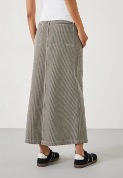 hush Skirts|Amalia Stripe Denim Maxi Skirt Dark Olive