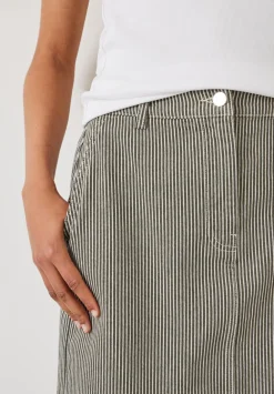 hush Skirts|Amalia Stripe Denim Maxi Skirt Dark Olive