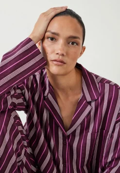 hush Pyjamas & Nightwear|Amita Cotton Flannel Multi Stripe Pyjamas Purple Mix