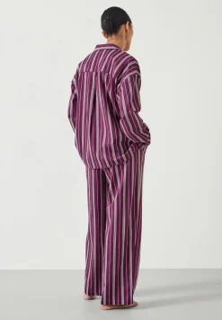 hush Pyjamas & Nightwear|Amita Cotton Flannel Multi Stripe Pyjamas Purple Mix