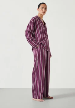 hush Pyjamas & Nightwear|Amita Cotton Flannel Multi Stripe Pyjamas Purple Mix