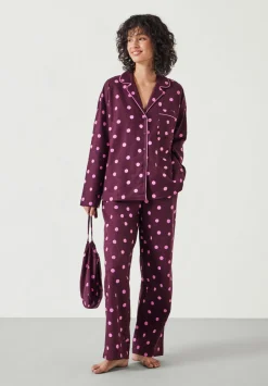 hush Pyjamas & Nightwear|Amita Cotton Flannel Polka Dot Pyjamas Purple Mix