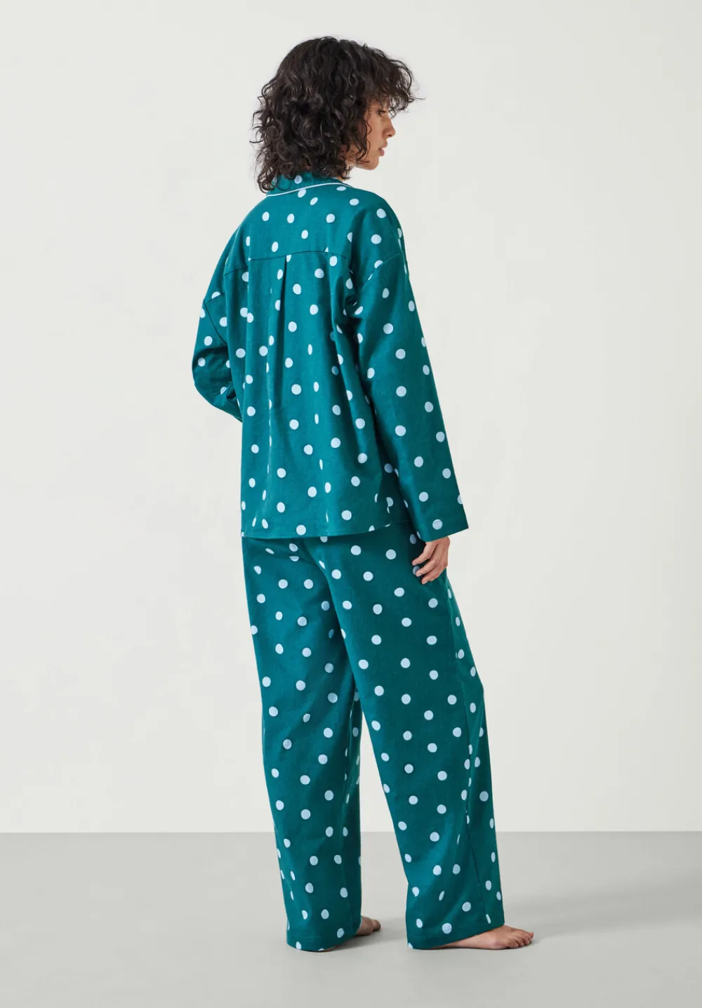 hush Pyjamas & Nightwear|Amita Cotton Flannel Polka Dot Pyjamas Blue Mix